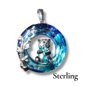 925 Panda Sterling Silver Brilliant Crystal Pendant Gift Chain Not Included